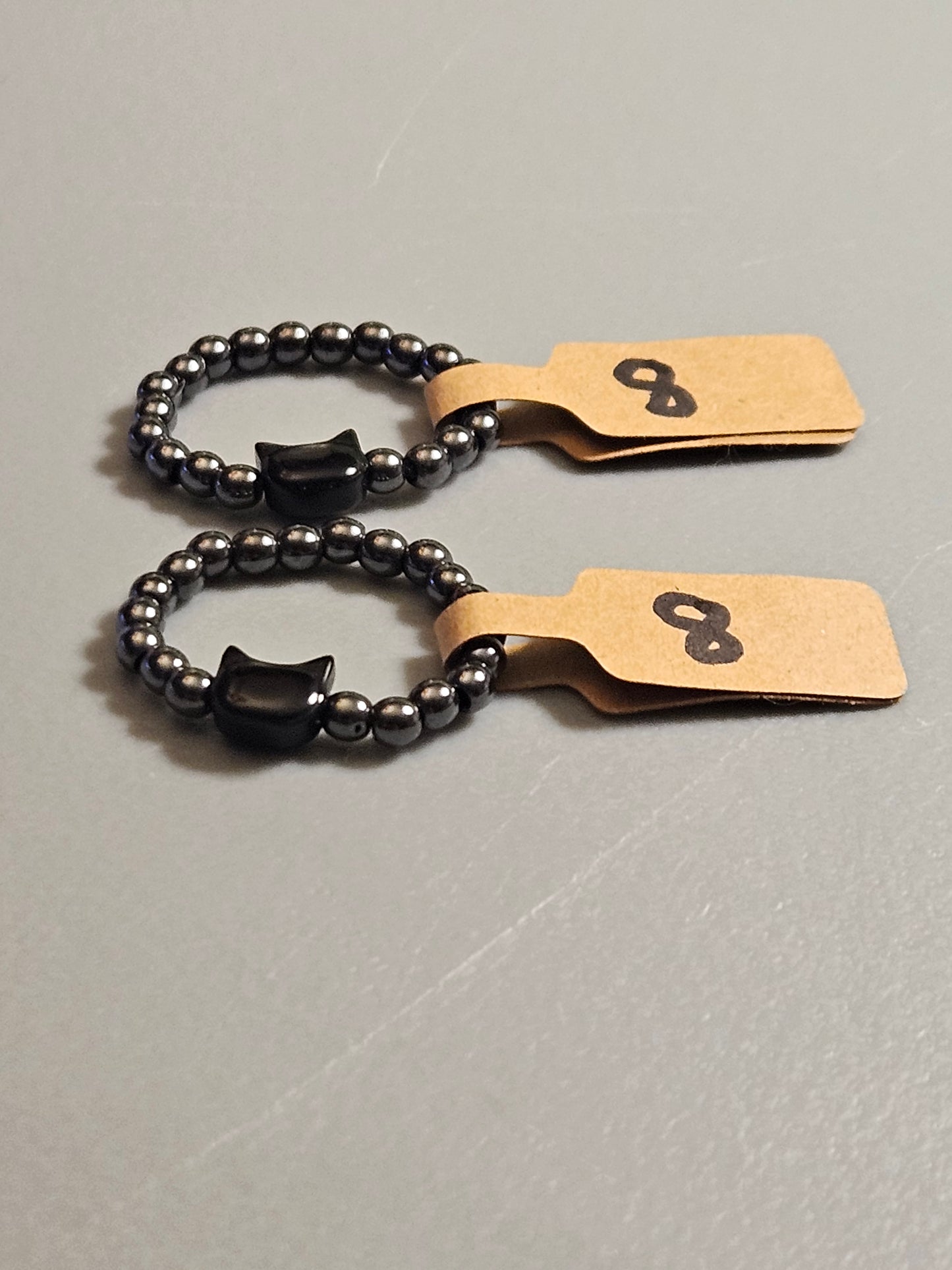 Hematite Kitty Stretch Rings