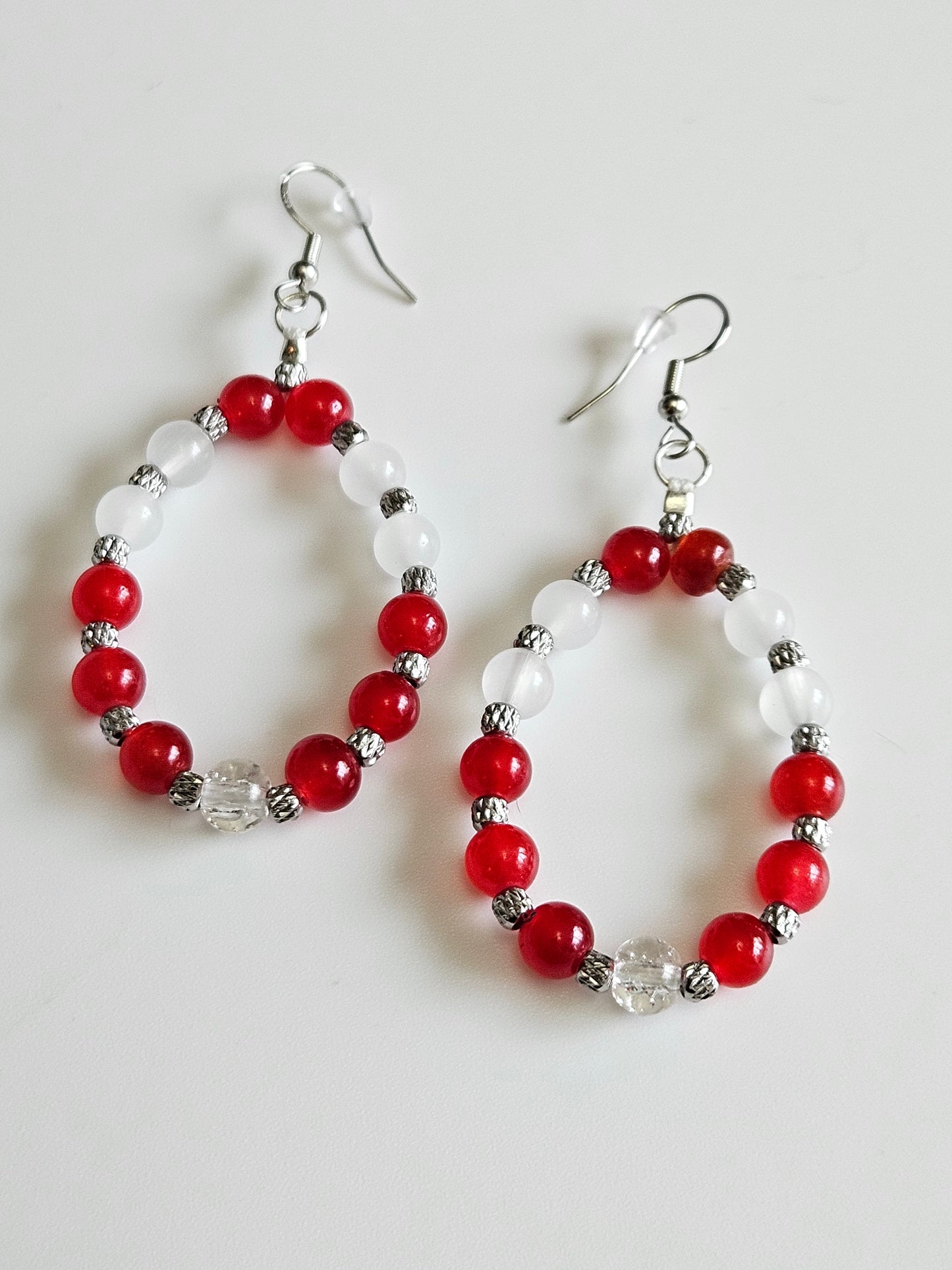 Waterdrop style dangle beaded earrings, s925