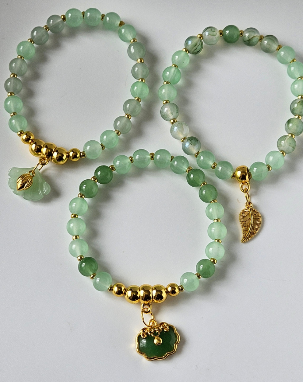 Jade Glass pendant Bracelet Sets 3pc. Set