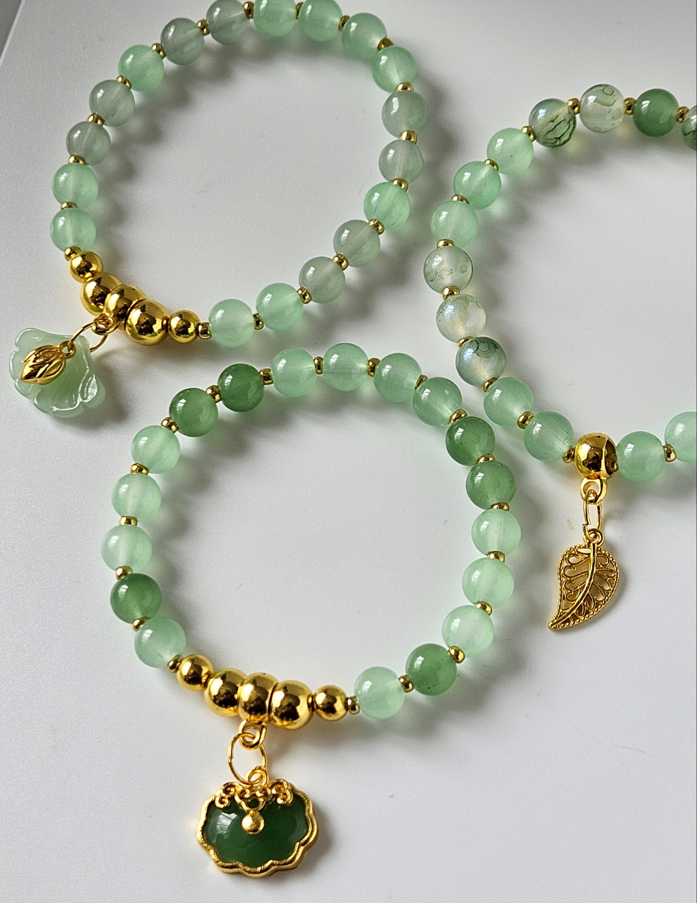 Jade Glass pendant Bracelet Sets 3pc. Set