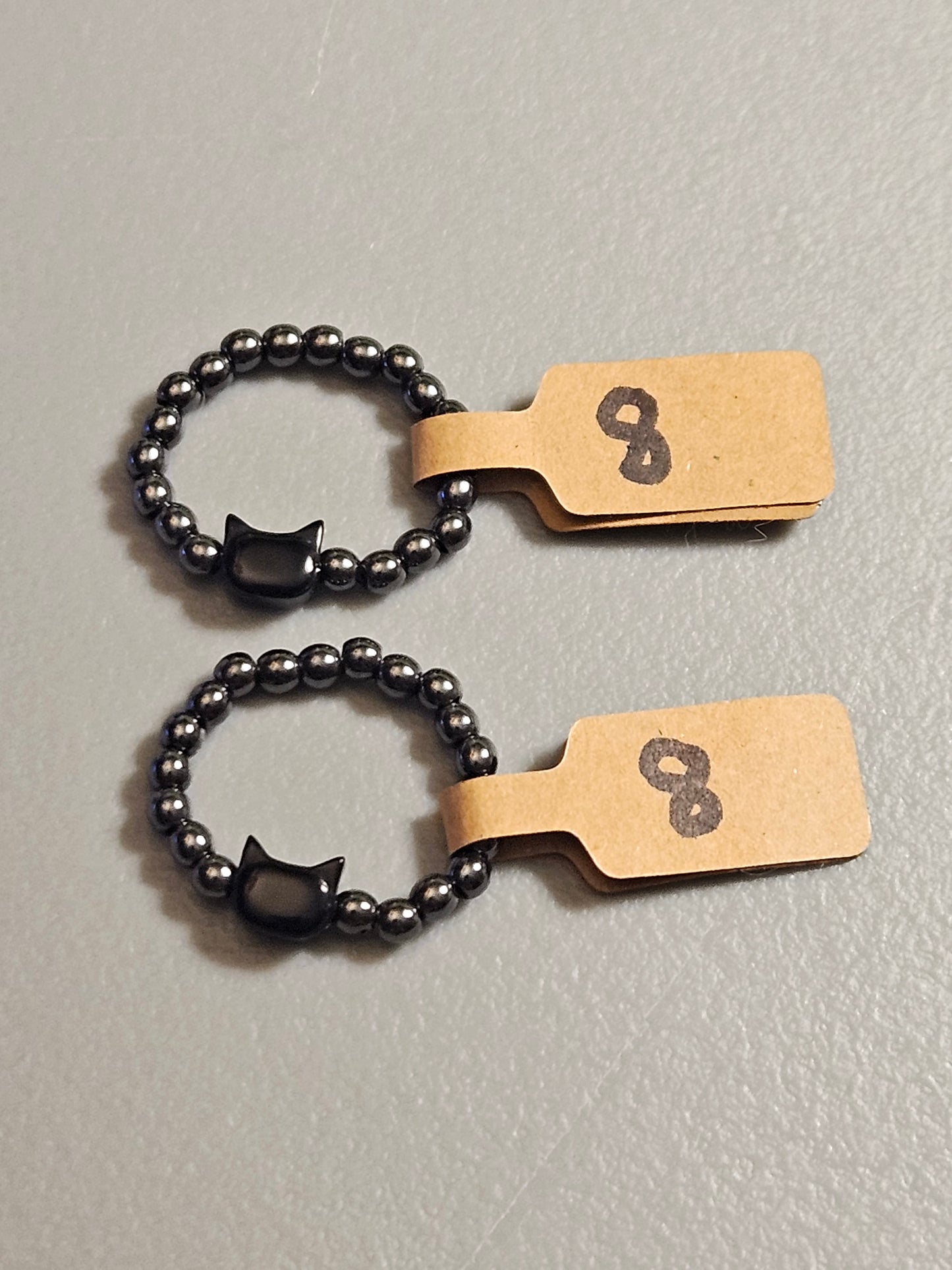 Hematite Kitty Stretch Rings